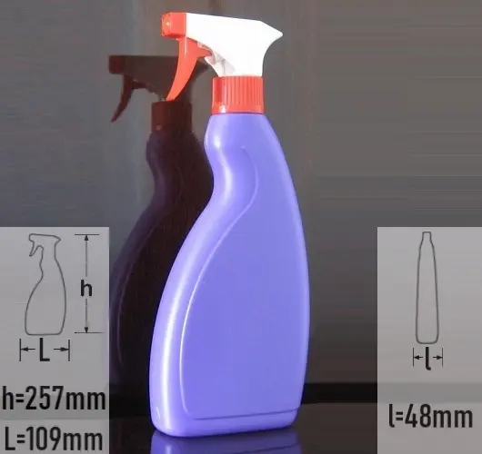 Sticla plastic 500ml culoare mov cu capac trigger-sprayer alb cu rosu